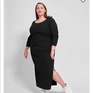 Side ruched long sleeve dress